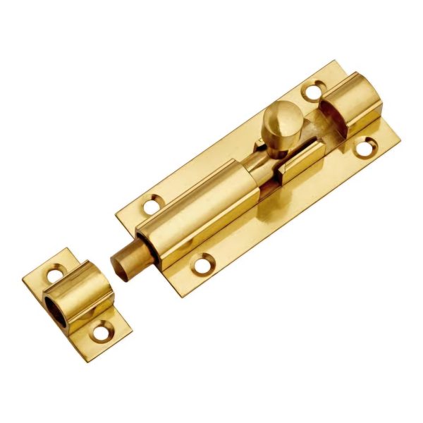 Door Barrel Bolt Straight 64mm Brass